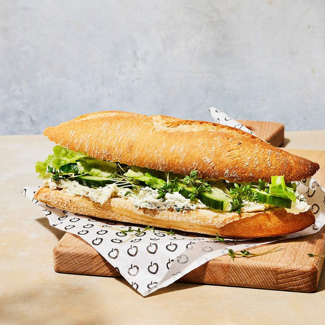 A fresh panini sandwich