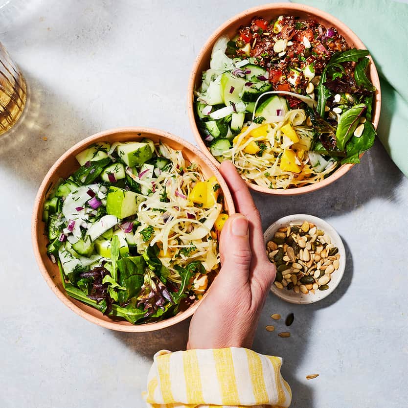 Two healthy salad bowls