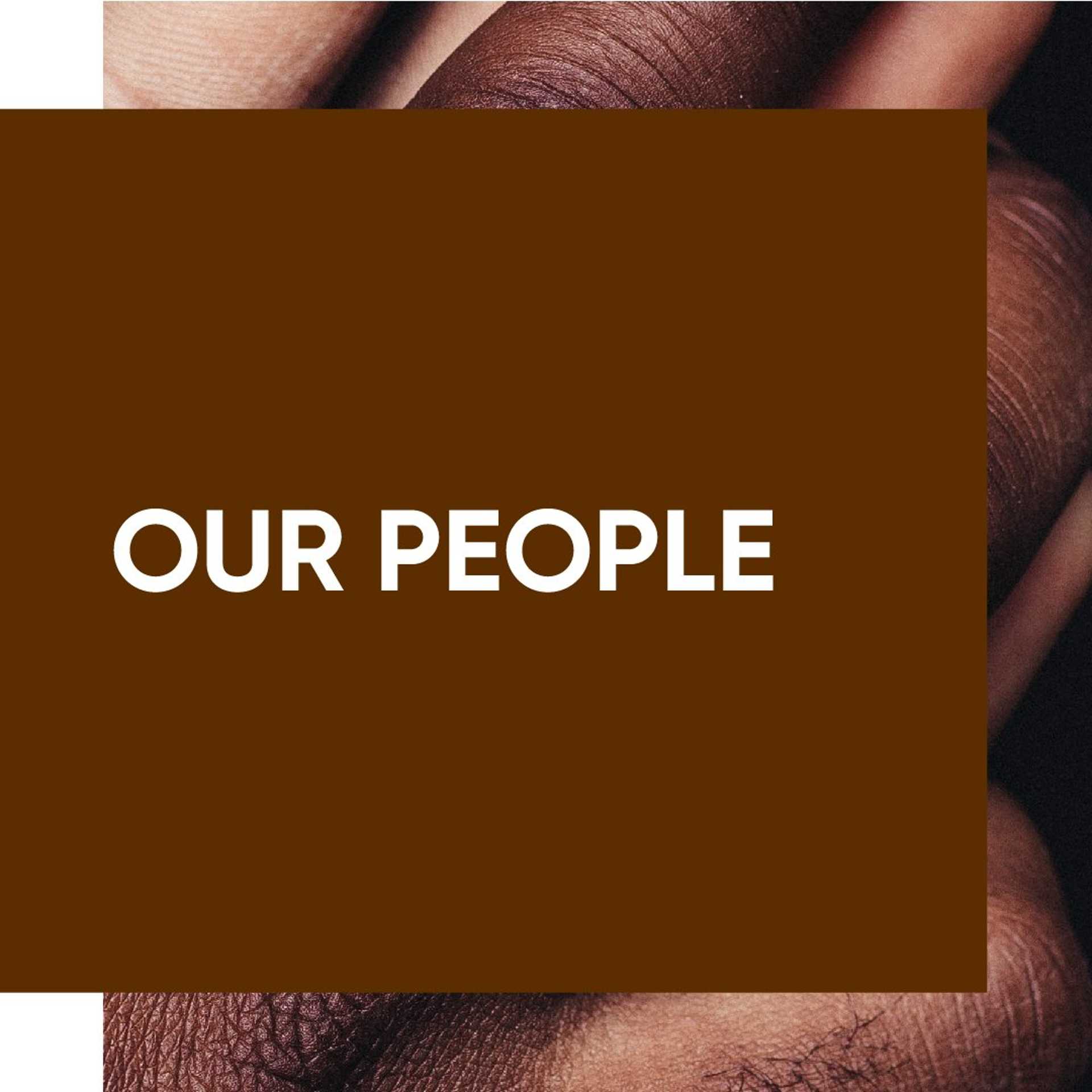 'Our People' text applied on top of two interlocking hands
