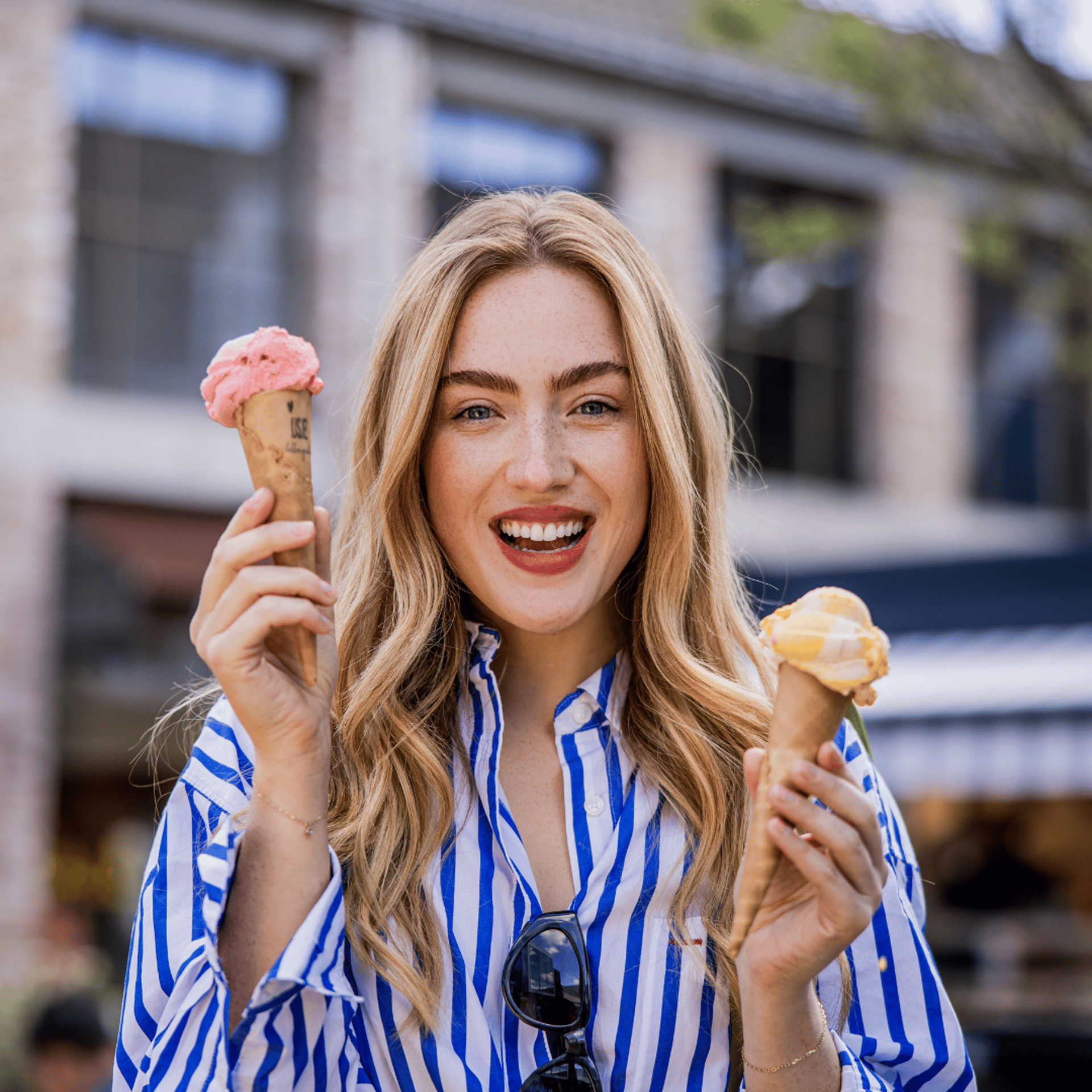Lady enjoying ice cream