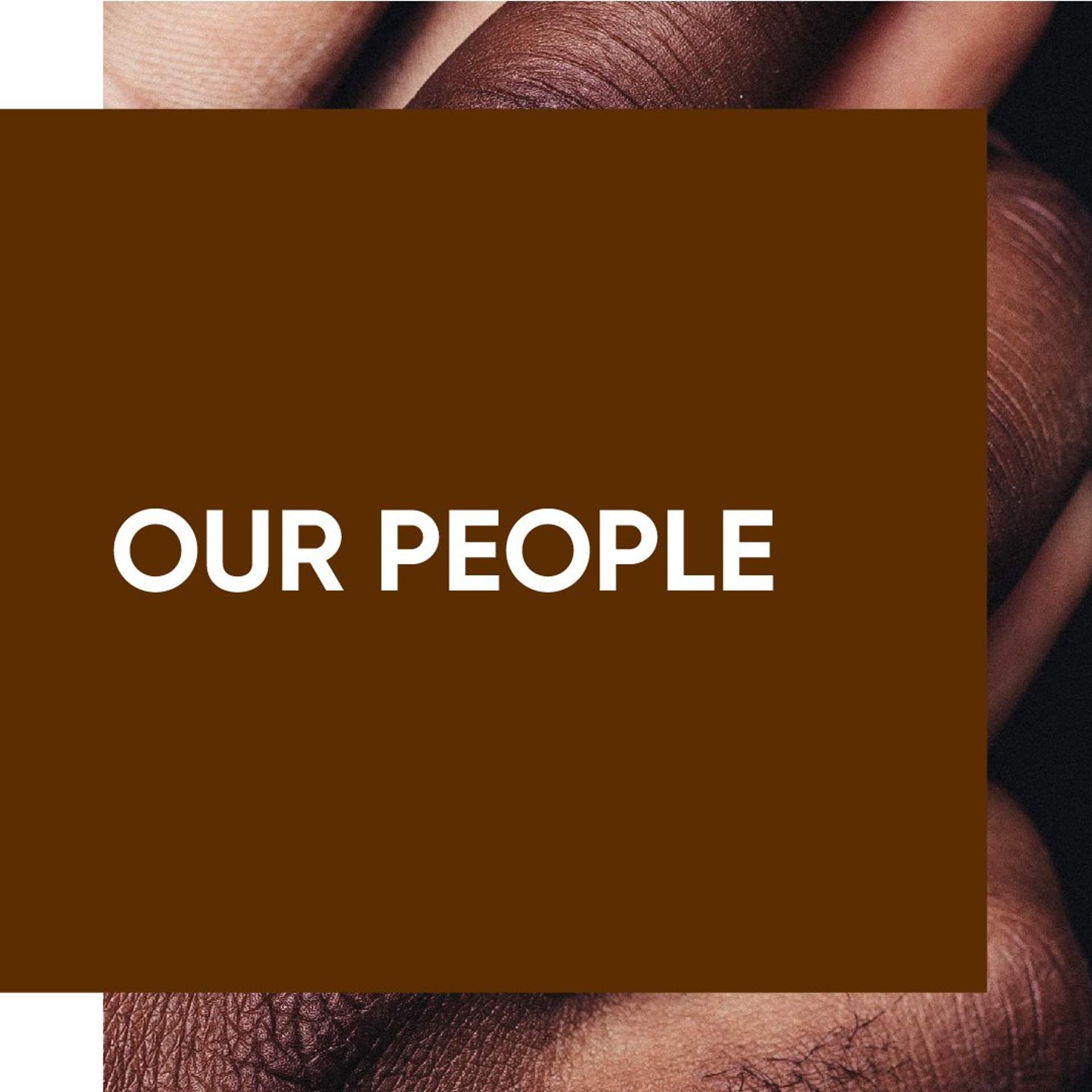 'Our People' text applied on top of two interlocking hands