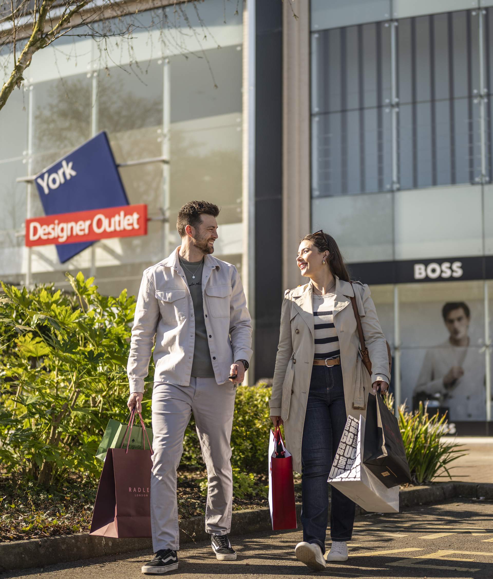 Shoppers leaving after a day out at York Designer Outlet